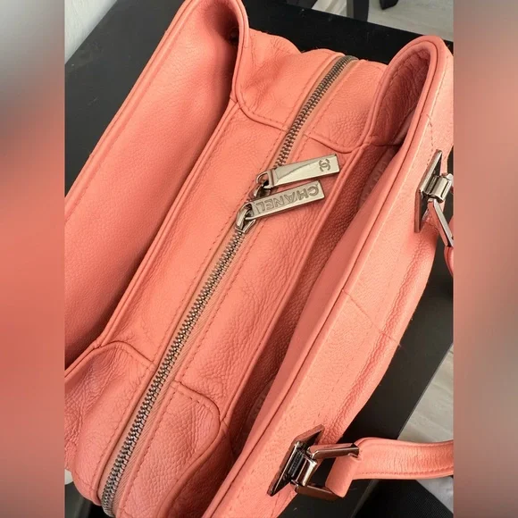 CHANEL Coco Mark Chocolate Bar Logo Caviar Skin Handbag - Picture 11 of 13